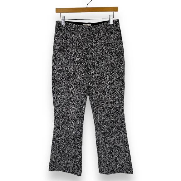 Anthropologie Womens Essential Crop Flare Pants Small Black Leopard Pull On - Picture 3 of 15